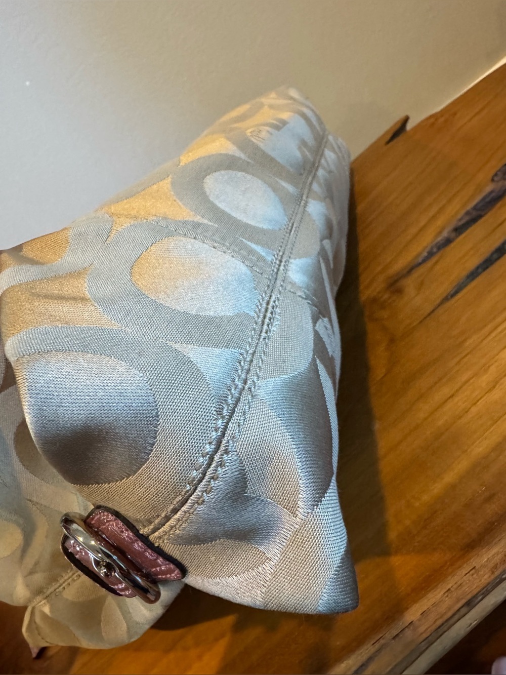 Coach Vintage Beige Signature Satchel with Pink Leather Trim - Picture 11 of 16
